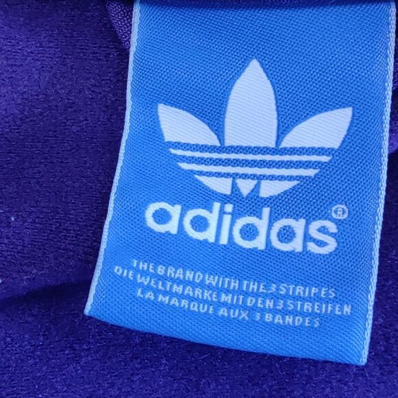 Adidas Purple Track Jacket Classic Striped Trefoil Logo Full Zip Size Small - Picture 4 of 15